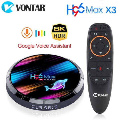VONTAR H96 MAX X3 Android 9.0 TV Box 4GB 128GB Amlogic S905X3 Quad core BT Wifi 8K H96MAX X3 4GB 64GB 32GB Set top box ► Photo 1/5