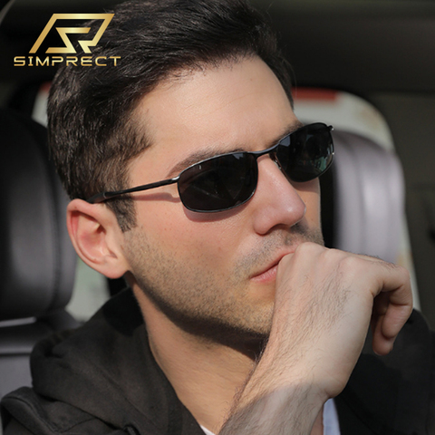 SIMPRECT Metal Polarized Sunglasses Men 2022 Anti-glare Driver's Square Sunglasses Fashion Vintage Retro Sun Glasses For Men ► Photo 1/6