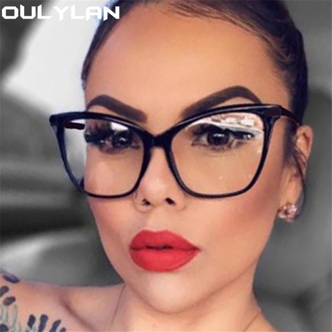 Oulylan Cat Eye Glasses Frame Women Fashion Anti Blue Light Spectacle Frames Vintage Optical Transparent Fake Eyeglasses ► Photo 1/6