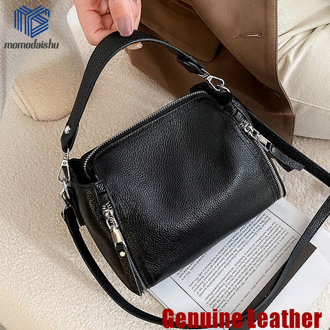 2022 New Genuine Leather Handbag Designers Women Messenger Bags Females Bucket Bag Leather Crossbody Shoulder Bag Handbag Bolsa ► Photo 1/6