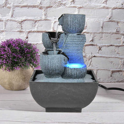 Unique Shape Desktop Fountain Running Water Home Tabletop Decoration Resin Landscape Ornament With Light Home Decoration ► Photo 1/6