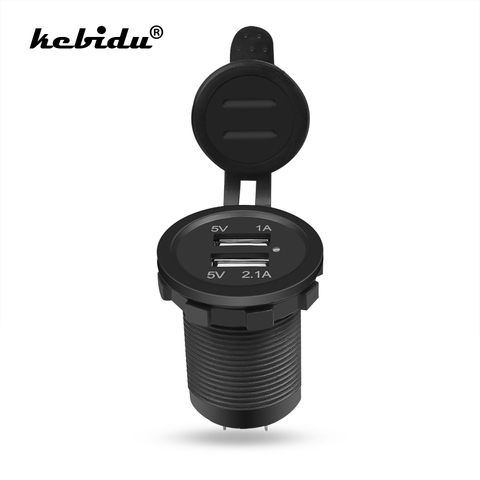 kebidu 12V Dual USB Port Car Charger Socket Plug Cigarette Lighter Outlet For Auto Boat Waterproof Mobile Phone Charging Adapter ► Photo 1/6