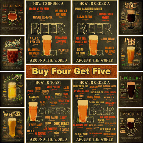 Beer Recipe Map Retro Kraft Paper Poster Home Decoration Painting Vintage Wall Art Sticker Picture Bar Room Cafe House Decor ► Photo 1/6