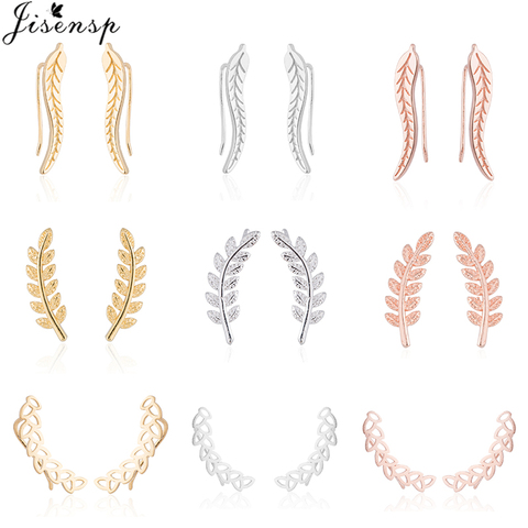 Jisensp Boho Vintage Botanical Leaf Ear Climbers Statement Stud Earrings for Women Bridal Jewelry Leaves Branch Ear Crawlers ► Photo 1/6