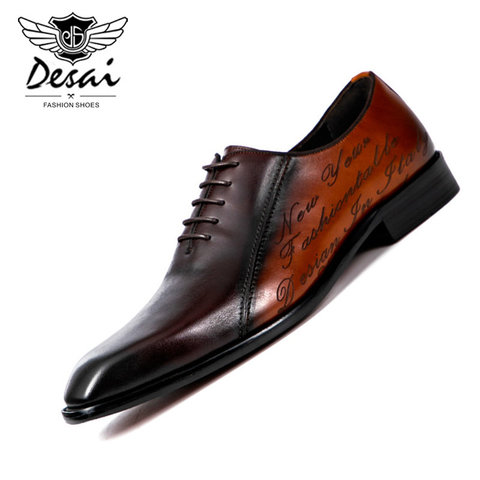 DESAI Vintage Design Oxford Mens Dress Shoes Formal Business Lace-up Full Grain Leather Minimalist Shoes for Men ► Photo 1/6