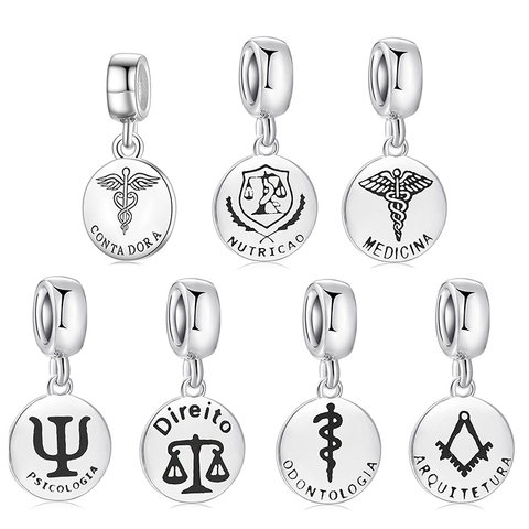 Symbol Psychology pendants beads 925 Sterling Silver Charms For jewelry making Fit Original Designer Charm Bracelets psicologia ► Photo 1/6