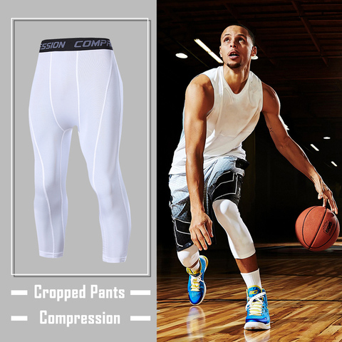 Men's Running Sport Tights Pants Basketball Cropped Compression Leggings Gym Fitness Sportswear for Male Athletic Trousers ► Photo 1/6