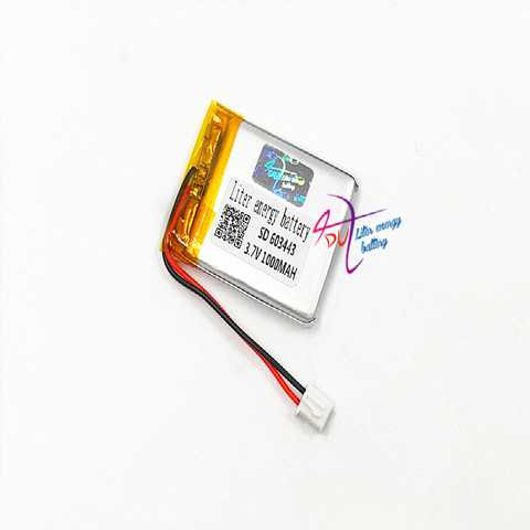 JST XH 2.54mm 603443 3.7V 1000MAH 603545 Lithium Polymer LiPo Rechargeable Battery For Mp3 headphone PAD DVD bluetooth camera ► Photo 1/5