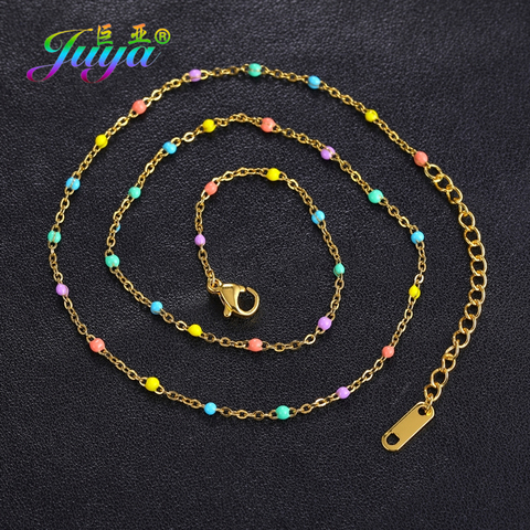 Juya DIY 4pcs/Lot Gold/Platinum Color Handmade Lobster Clasp Copper Enamel Link Chains Accessories For Fashion Jewelry Making ► Photo 1/6