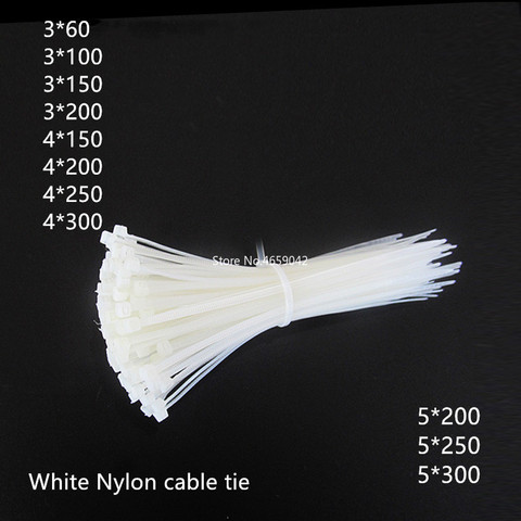 50pcs/Lot White Cable Ties Self-Locking Plastic Nylon Wire Cable Zip Ties Fasten Loop Cable ► Photo 1/3