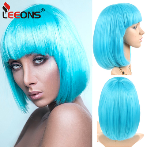 Alileader Short Bob Platinum Blonde Wigs With Nautral  Highlights Cosplay Synthetic Wigs Women Heat Resistant Middle Part Wigs ► Photo 1/6
