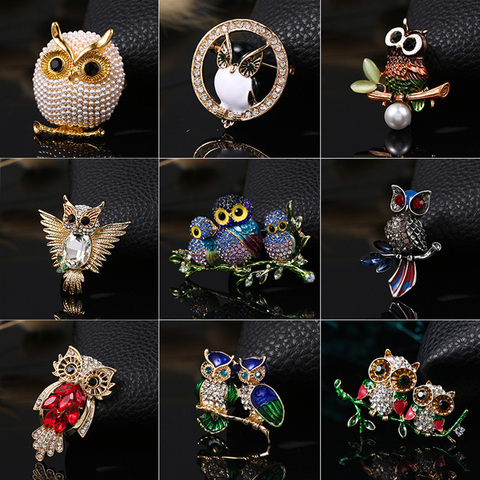 Pearl Brooches Owl Animal Rhinestone Brooches For Women Clothing Accessories Wedding Decoration Christmas Jewelry Brooches Pin ► Photo 1/6