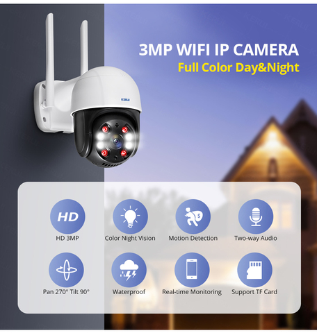 KERUI Outdoor Waterproof Wireless 3MP WiFi IP Camera Dome 4X PTZ Digital Zoom IR Camera Home Security Onvif CCTV Surveillance ► Photo 1/6