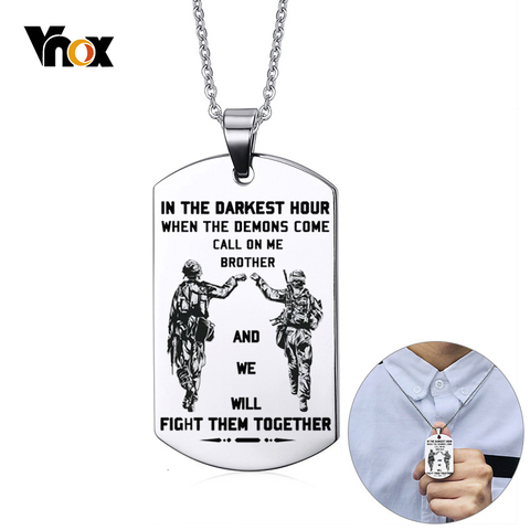 Vnox Personalized Stainless Steel Fraternal Dog Tag for Men Motorcycle Army Solier Brothers Tough Man BFF Necklaces Custom Gift ► Photo 1/6