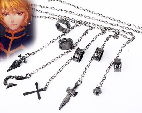 Cartoon Hunter x Hunter rings Kurapika cosplay costume prop metal ring Accessories alloy pendant chain figerrings for anime fans ► Photo 1/6