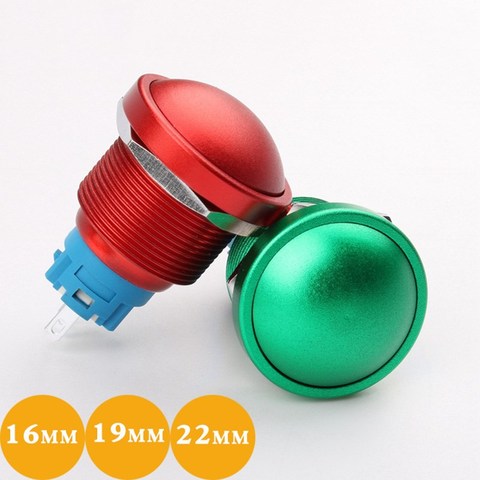 16mm 19mm 22mm Metal Push Button Switch Oxidation Color Self-locking Self-reset Mushroom Head Waterproof Switch 4A NO+NC ► Photo 1/6