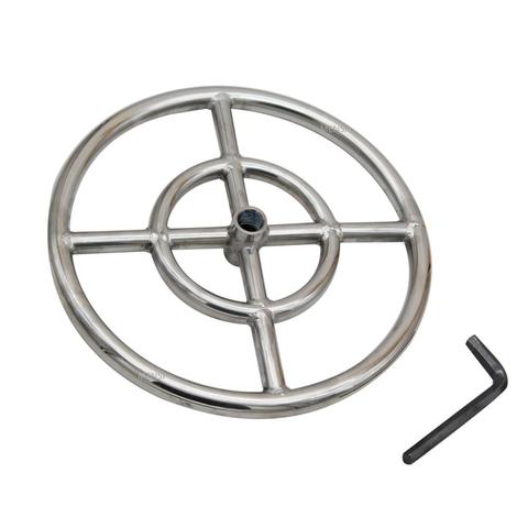 MENSI Propane & Natural Gas Fireplace, Fire Pit 12 Inch Burner Assembly Part 304 Stainless Steel Fire Ring Burner ► Photo 1/5