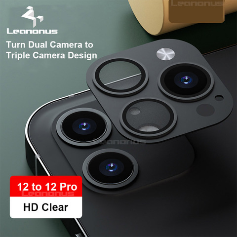 For iPhone 12 XS MAX to 12 Pro Lens Metal + Tempered Glass Camera Lens Film For iPhone 11 XS to 12 Pro 12 to 12 Pro i12 i11 Lens ► Photo 1/6