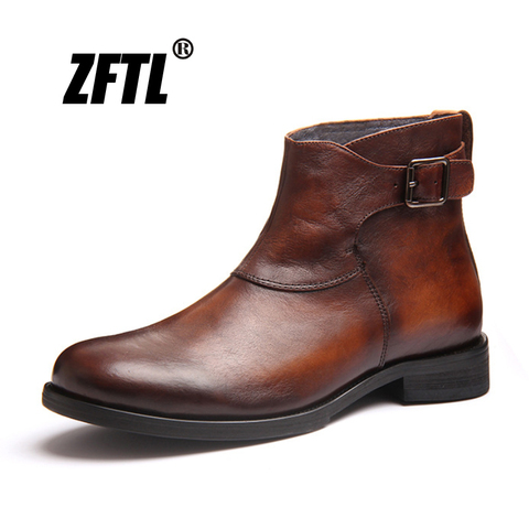 ZFTL New men's Chelsea boots Men's handmade Genuine Leather boots Retro Spring and Autumn men's zipper Martins Ankle boots 156 ► Photo 1/6