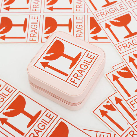 60pcs/lot Hazard Warning Sign Handle With Care Keep Express Label Fragile Warning Label Sticker Adhesive Fragile Parcel Labels ► Photo 1/6