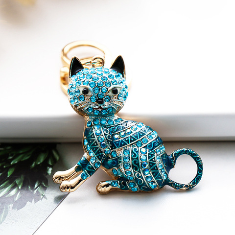 XDPQQ new color Rhinestone cartoon cat creative metal key fob custom car pendant manufacturer direct sales small gifts ► Photo 1/1