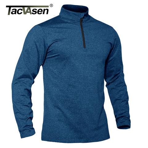 TACVASEN Spring/Fall Thermal Sports Sweater Men's 1/4 Zipper Tops Breathable Gym Running T Shirt Pullover Male Activewear ► Photo 1/6