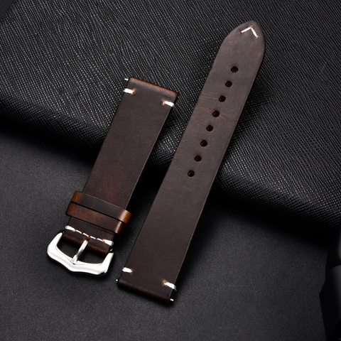 Retro Genuine Leather Strap Oil Wax Oily Discoloration Cowhide Leather Watchband 18 20 22 24mm High Quality Business Watch Band ► Photo 1/6