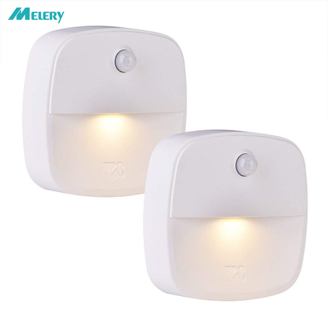 Night Light Motion Sensor   Warm White LED Bedroom Closet Kitchen Hallway Stick-On Energy Efficient Compact-2-pack ► Photo 1/6