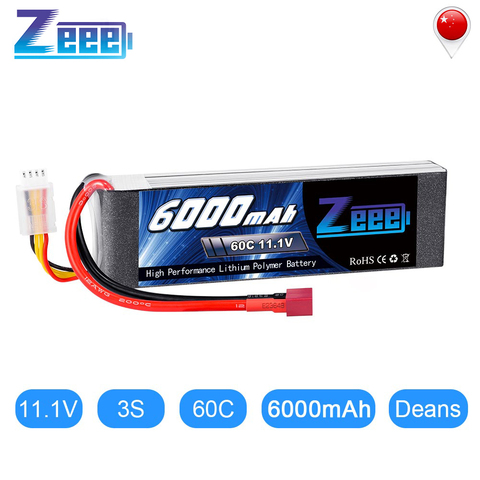 Zeee Lipo Battery 11.1V 6000mAh 60C 3S Lipo Battery Deans Plug 3S Lipo for FPV RC Car Helicopter ► Photo 1/6