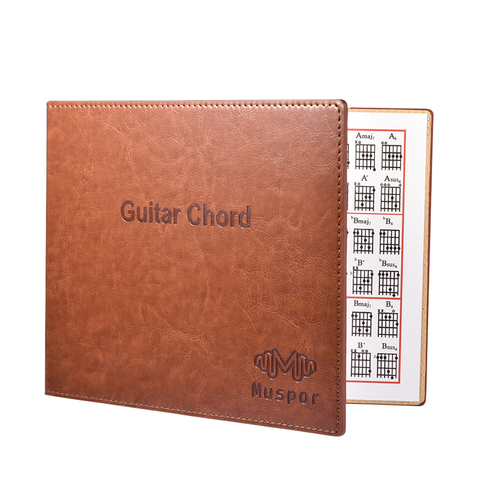 6 String Guitar Chord Book PU Leather Cover Folk Vintage Electric Guitar Portable Folding Paperback Chord Chart Exercise Sheet ► Photo 1/6