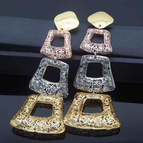 Women Copper Drop Earrings Crystal Trendy Cute Lovely Wedding Bride Long Earrings ► Photo 1/6