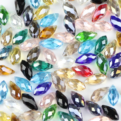 JHNBY Briolette Pendant Waterdrop AAA Austrian crystal beads 6*12mm 50pcs Teardrop glass beads for jewelry making bracelet DIY ► Photo 1/6