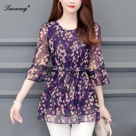 Women's Plus Floral Chiffon Oversized Shirt