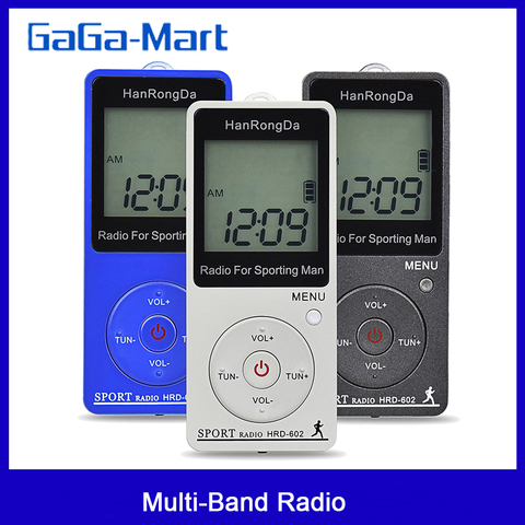 HRD-602 Portable Radio Receiver FM/AM Radio LCD Display Lock Button Pocket Radio with Earphone Sports Pedometer ► Photo 1/6