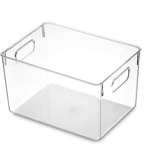 2pcs Clear Plastic Pantry Organizer Bins, Food Storage Bins with Handle for  Refrigerator, Fridge, Cabinet, Kitchen, Countertops, Cupboard, Freezer  Organization and Storage