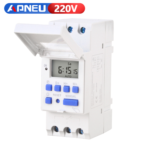 Electronic Weekly 7 Days Programmable Digital TIME SWITCH Relay Timer Control AC 220V 230V 12V 24V 48V 16A Din Rail Mount THC15A ► Photo 1/6