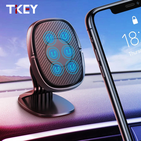 TKEY Magnetic Car phone Holder metal Air Vent Mount holder in Car mobile Phone Holder For redmi note 8 phone Stand Universal ► Photo 1/6