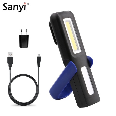 USB Rechargeable LED Flashlight Work Light Stand Torch COB Lanterna Magnet Hook Built-in Battery Power Display Repair Work Lamp ► Photo 1/6