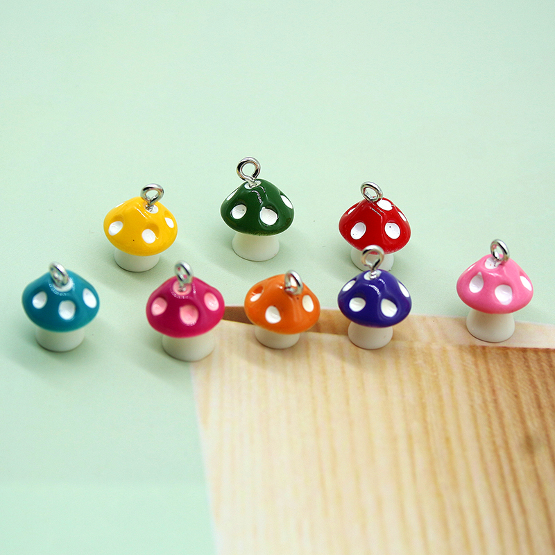 NiceBeads 10x12mm Red White Yellow Green Purple 20pcs Mixed Random Colors  Lampwork Glass Mushroom Beads Fit Beading Jewelry DIY