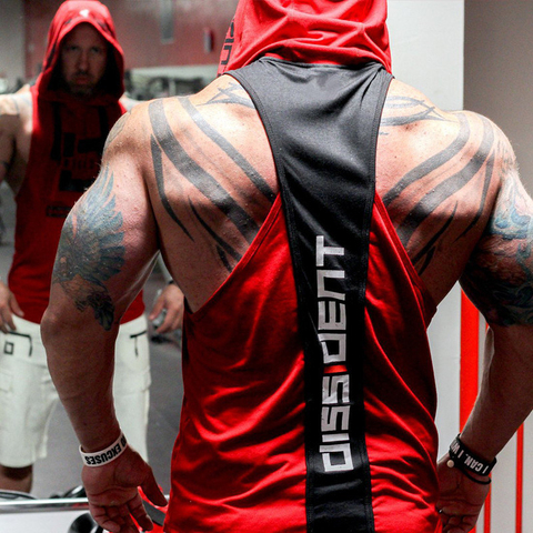 Summer Bodybuilding  Tank Top with hooded Mens Gyms Clothing Fitness Mens Sleeveless Vests Cotton Singlets Muscle Sports vest ► Photo 1/6