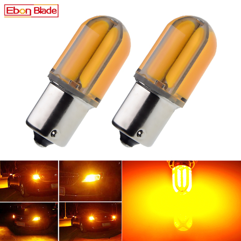 2Pcs Car 1156 BA15S P21W BAU15S PY21W LED Lights Bulbs Amber Yellow Orange Silicone Shell Turn Signal Light Bulb Auto Lamp 12V ► Photo 1/6