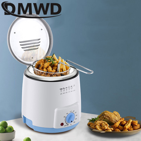 DMWD Smokeless multifunctional frying pan 0.9L Mini electric oil fryer oven French fries Grill Chicken Fried Fish Pot machine EU ► Photo 1/6