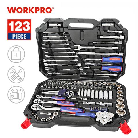 WORKPRO 123PC New Mechanic Tool Set for Car Home Tool Kits Quick Release Ratchet Handle Wrench Socket Set ► Photo 1/6