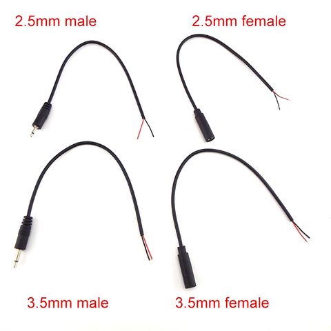 1pcs/5pcs 25CM 2pin Extension Wire 2.5mm 3.5mm Mono Connector Cable Male Female Plug DIY Audio Repair Cable Charger ► Photo 1/6
