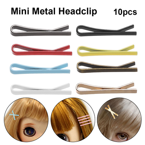 10pcs/bag 1.1cm Length Mini Metal Clip Children Hair Clip DIY Doll Accessories Doll Hairpins Headwear For Girl Birthday Gift ► Photo 1/6