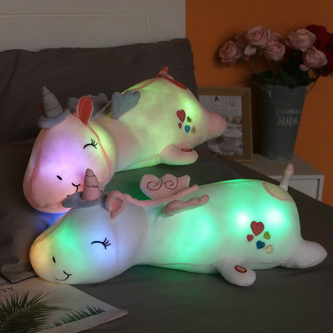 Lovely Glowing Unicorn Plush Toys Stuffed LED Unicorn Sleep Pillow Kawaii Animal Toy Soft Unicornio Peluche Doll Gift for Girl ► Photo 1/6
