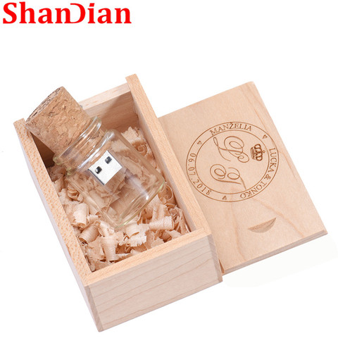 SHANDIAN Wishing floating bottles pendrive 4GB 16GB 32GB 64GB glass drift bottle cork usb flash drive memory Stick wedding gift ► Photo 1/6