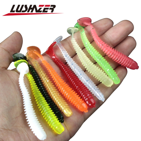 20pcs/lot LUSHAZER soft fishing lure 50mm 60mm 70mm isca artificial soft plastic bait worm carp fishing lures china pesca ► Photo 1/6