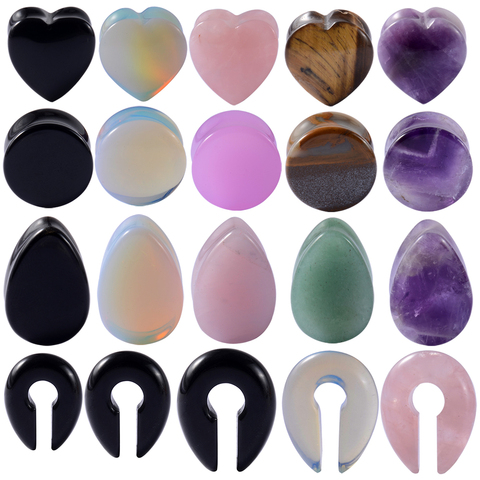 Heart Shape/Teardrop Stone Ear Plug Tunnel Earring Gauges Helix Piercing Ear Stretcher Ear Plugs Body Piercing Jewelry 6mm-25mm ► Photo 1/6