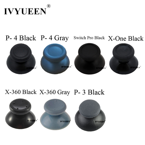 IVYUEEN 100 PCS Black Gray Analog Stick Cap For PlayStation 4 PS4 Pro Slim Controller Thumb Grip Cover for XBOX 360 ONE Joystick ► Photo 1/6